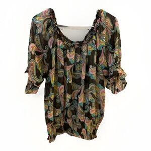 Ariat Women's Western Blouse Paisley Print Sheer Size L